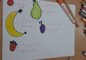 Uzupełniona karta pracy- owoce