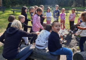 Pieczenie kiełbasek przy ognisku