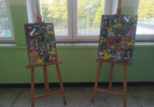 Sztalugi ze zdjęciami nauczycieli