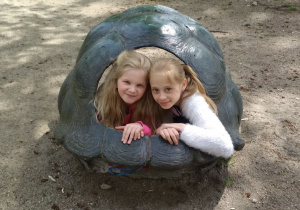 Dwie uczennice w skorupie żółwia.